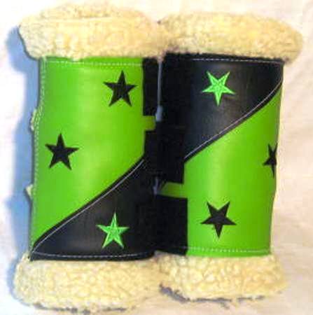 Sherpa/Vinyl Boots : Lime/Black with Stars
